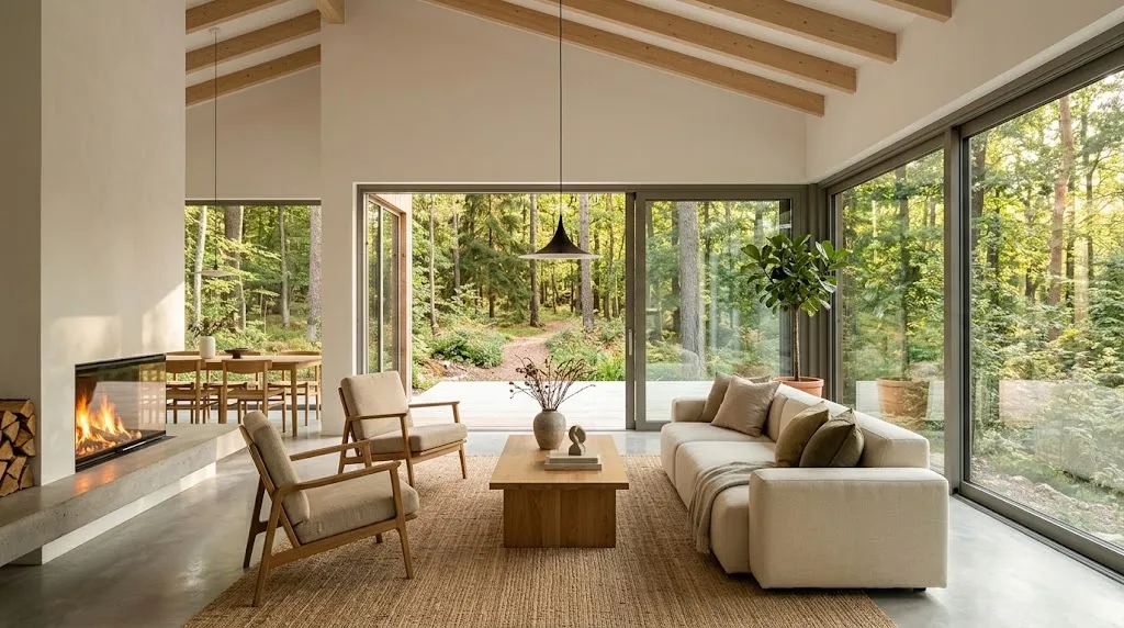 Modern minimalist interior with soft daylight
