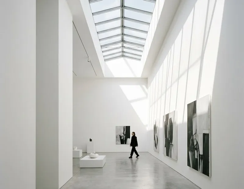 White gallery extension with a skylight